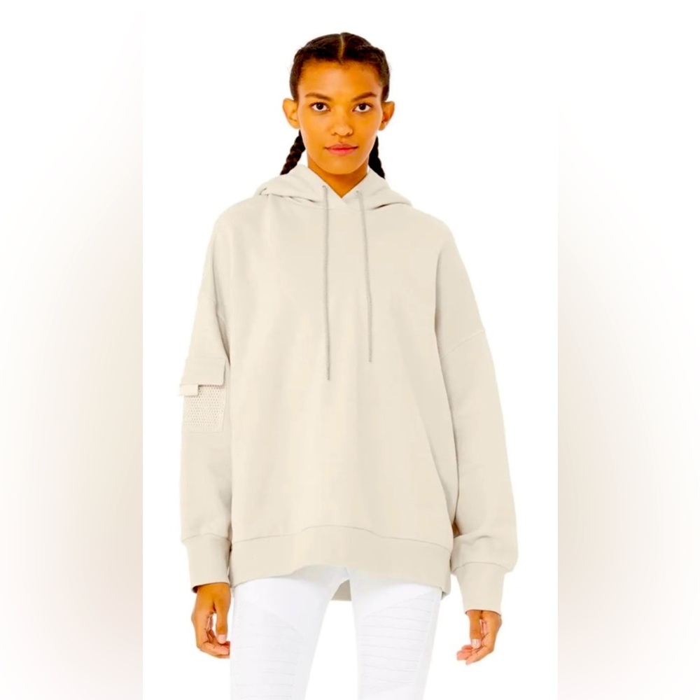 ALO Yoga At Ease Hoodie Cream Color Oversized Hoodie Size M